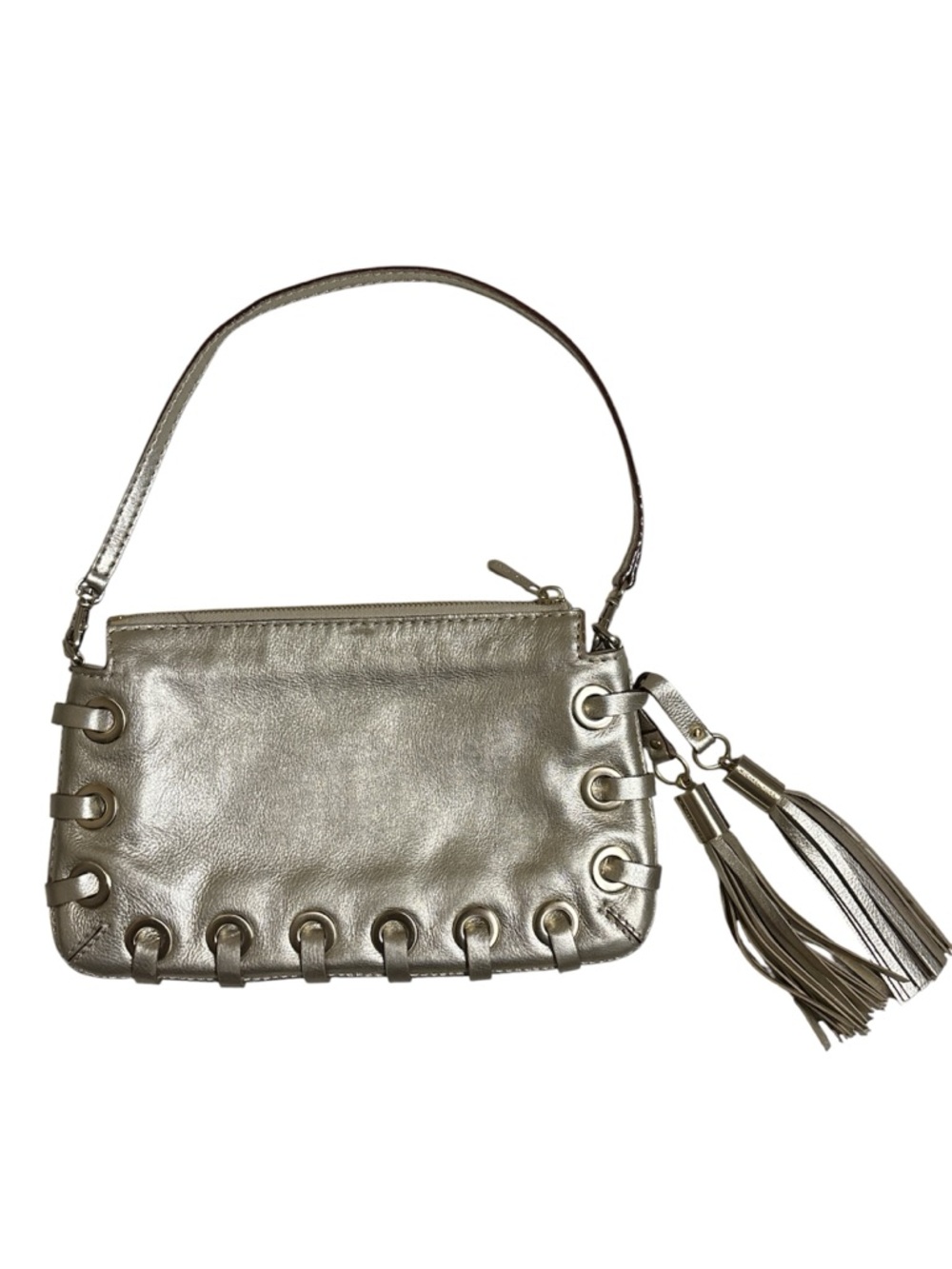Michael Kors Metallic Gold Leather Wristlet Clutch - Picture 4 of 8